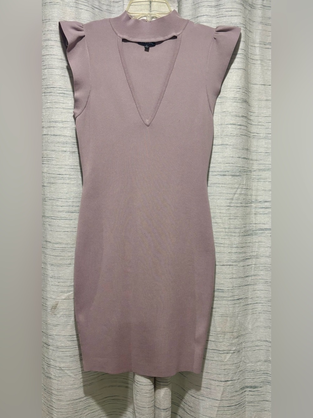 WOW couture Mauve V-Neck Cap Sleeve Knit Dress